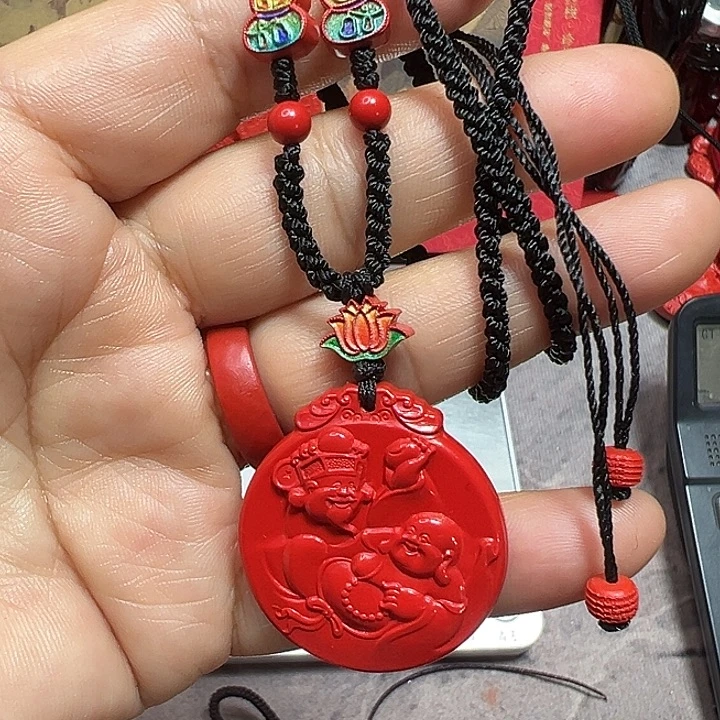 天然辰砂财富脖挂