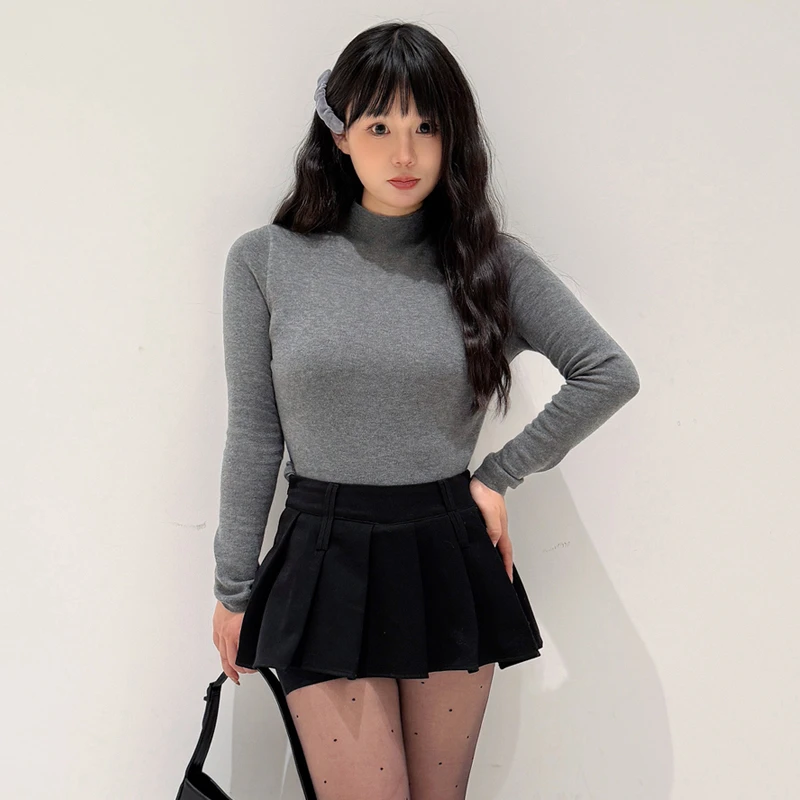 高定半高领羊毛打底衫女秋冬内搭外穿《琼琼萱萱》修身百搭针织上衣