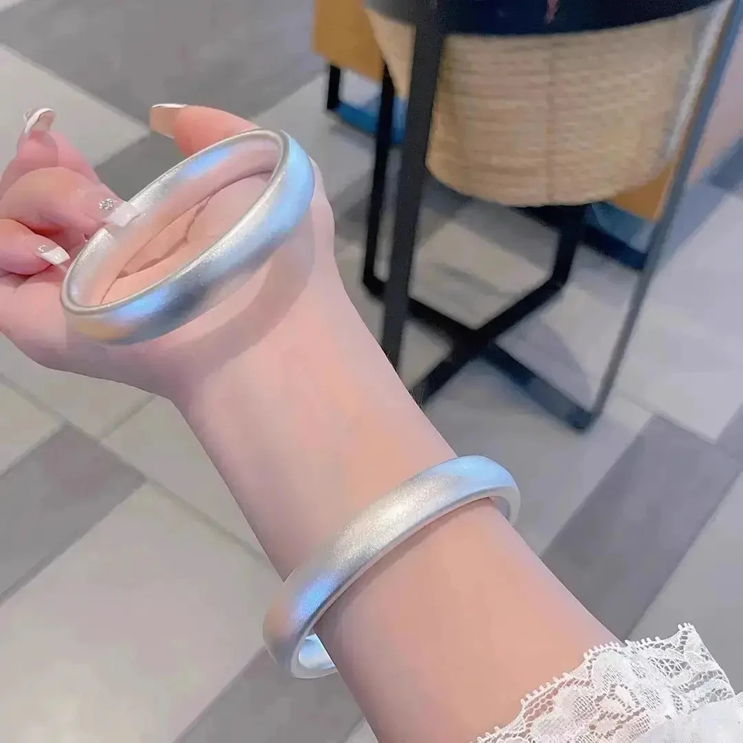 足银999.9古法素圈轮胎纯银手镯女闭口非遗实心银镯子送女友礼物