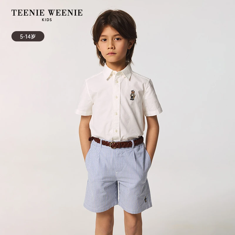 TeenieWeenie Kids小熊童装25年夏经典牛津纺短袖衬衫TKYW256302N