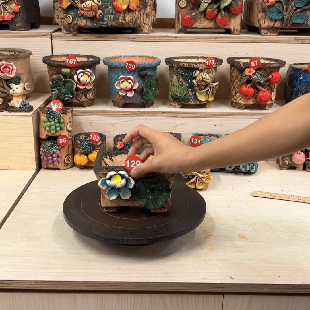 紫砂花盆129号内口12.5×7外高9