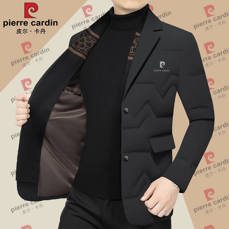 皮尔卡丹秋冬新款加厚西装中年男士商务休闲西服上衣免烫单西保暖
