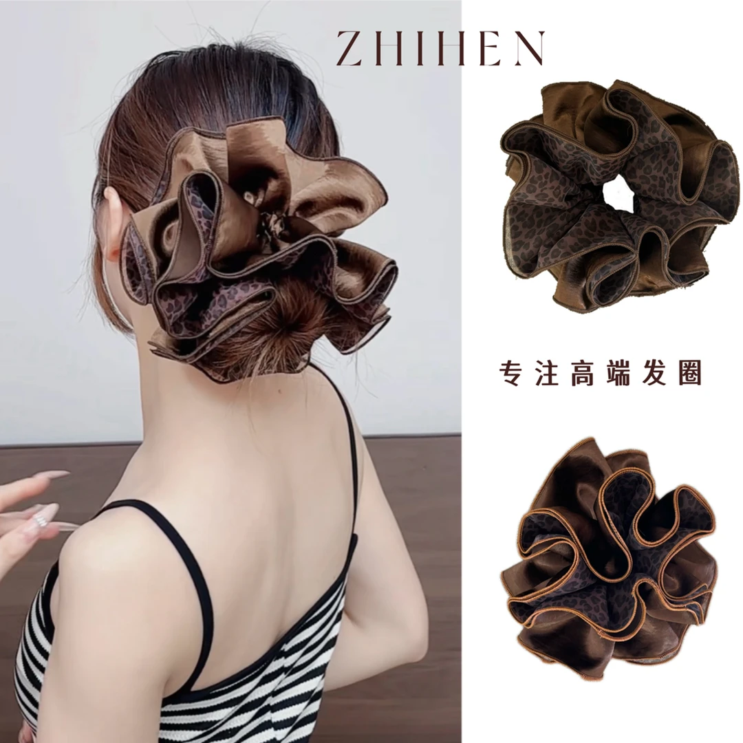 秋冬新款韩系豹纹美拉德简约大肠发圈