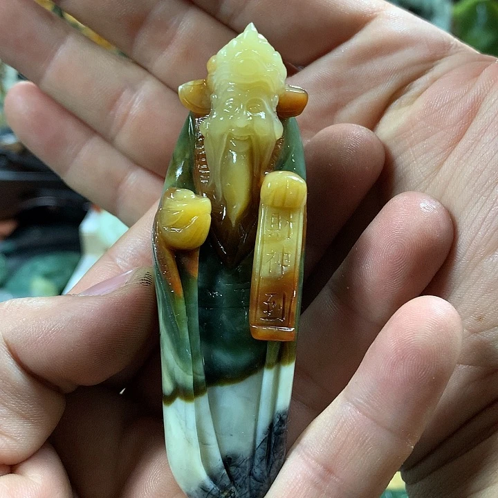 蛇纹石玉手把件未镶嵌螃*塘