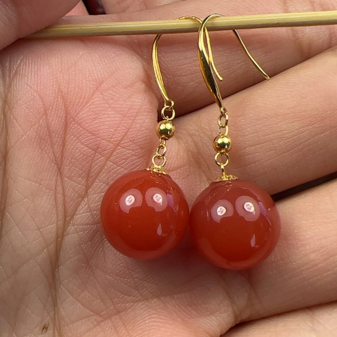 18K金镶嵌耳钩南红玛瑙大***8