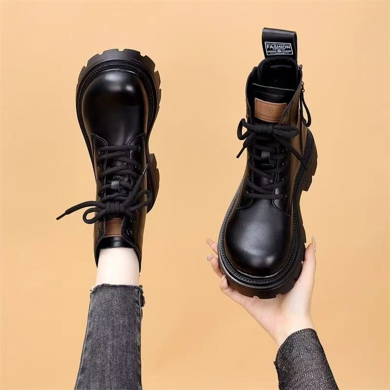 爆款马丁靴女款英伦风2025新款秋季厚底单靴子增高炸街短靴百搭