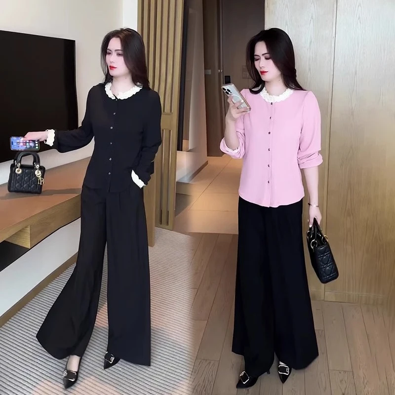 法式花边拼接长袖衬衫女秋装2025新款气质衬衣设计感简约百搭上衣