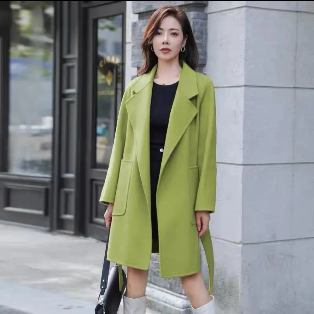 中长款双面大衣女气质修身百搭显瘦韩版毛呢外套