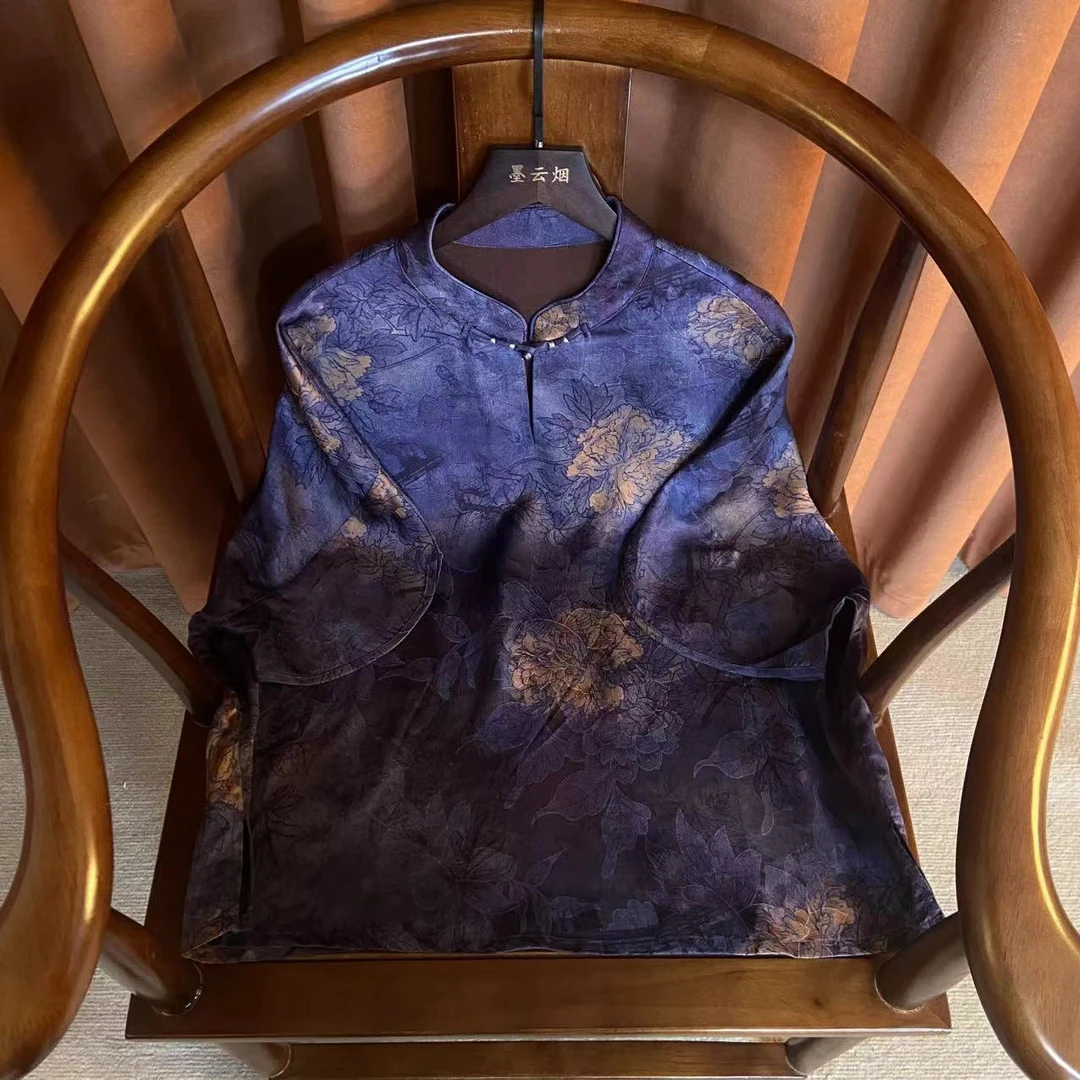 【月深】2025春季新款新中式显瘦百搭气质小衫女高定系列复古衬衫