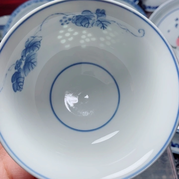 青花玲珑5寸饭碗葡萄