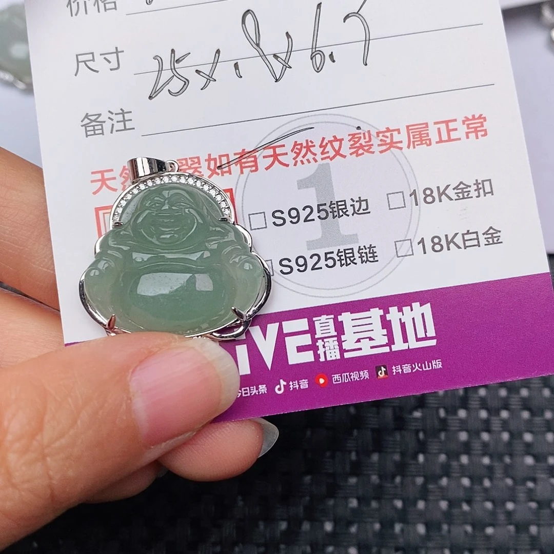 颈饰银S925镶嵌翡翠