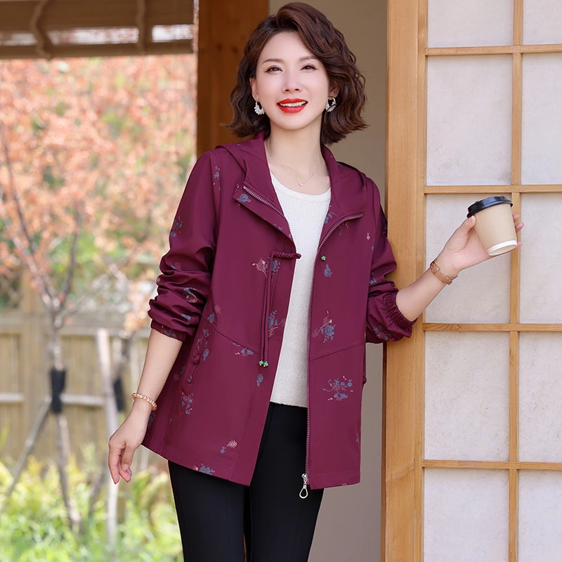 中年妈妈秋装开衫夹克上衣风2024新款洋气中老年女装春秋风衣外套