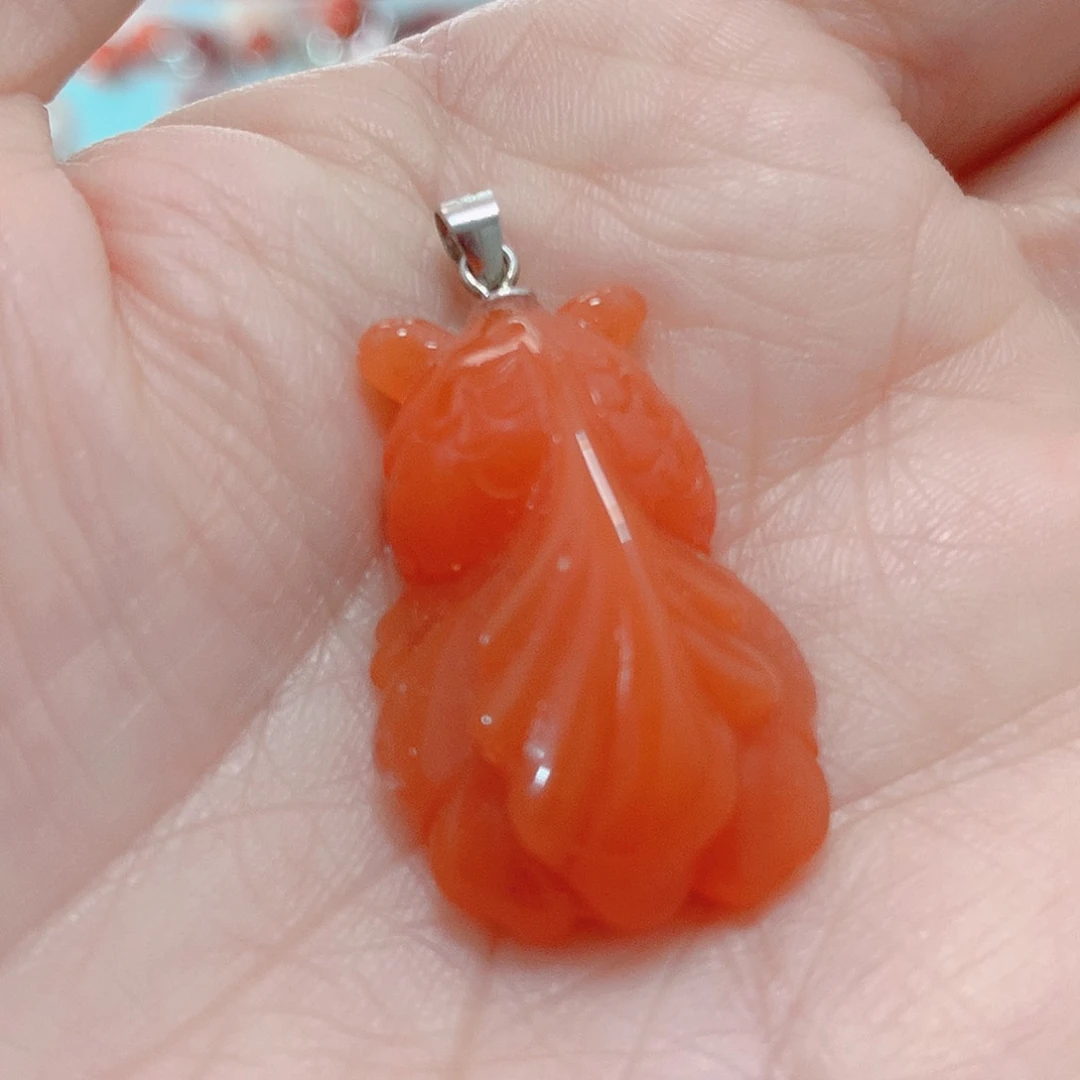 南红玛瑙吊坠(不含链)银S925镶嵌