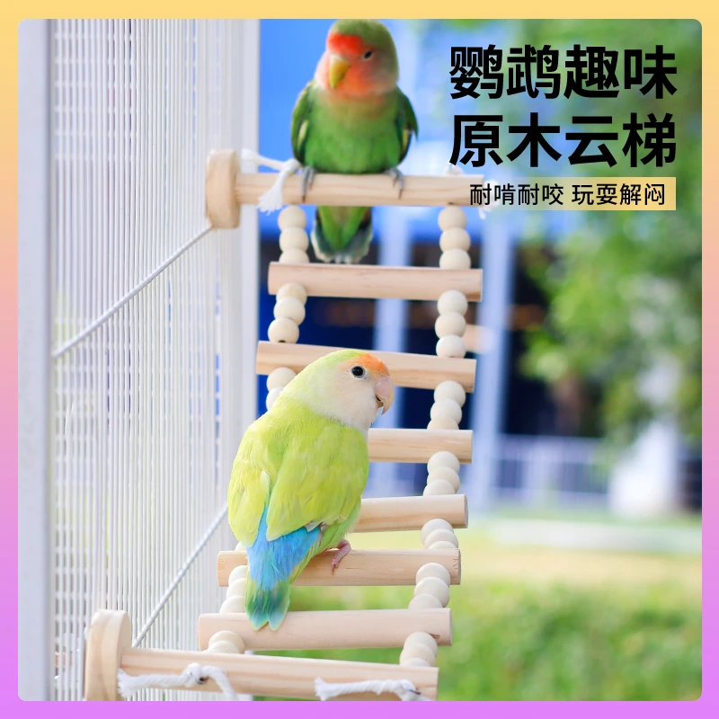 鹦鹉原木风云梯鸟玩具爬梯鸟笼装饰玄凤牡丹虎皮专用宠物用品玩具