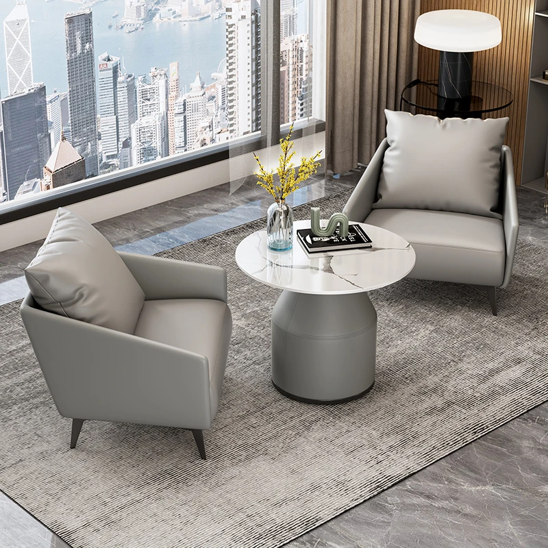 意式轻奢简约商务酒店接待会客区阳台办公室阳台休闲洽谈桌椅组合