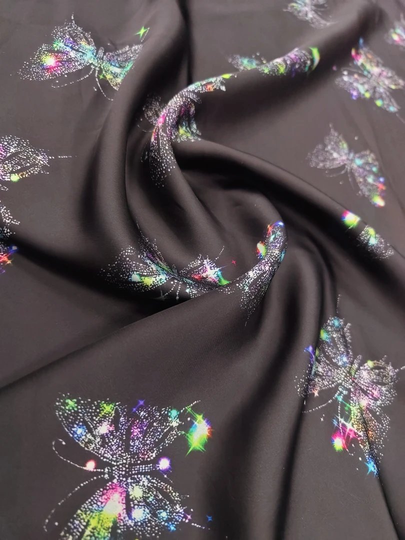 【荧光蝶大王缎】重磅大王缎面料砂洗新中式风格布料【HV9366】