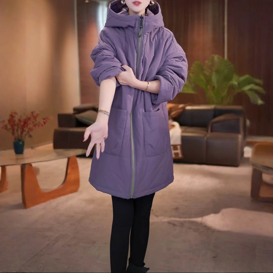 2025秋冬新款洋气加厚保暖双面穿棉衣时尚宽松显瘦连帽棉服外套女