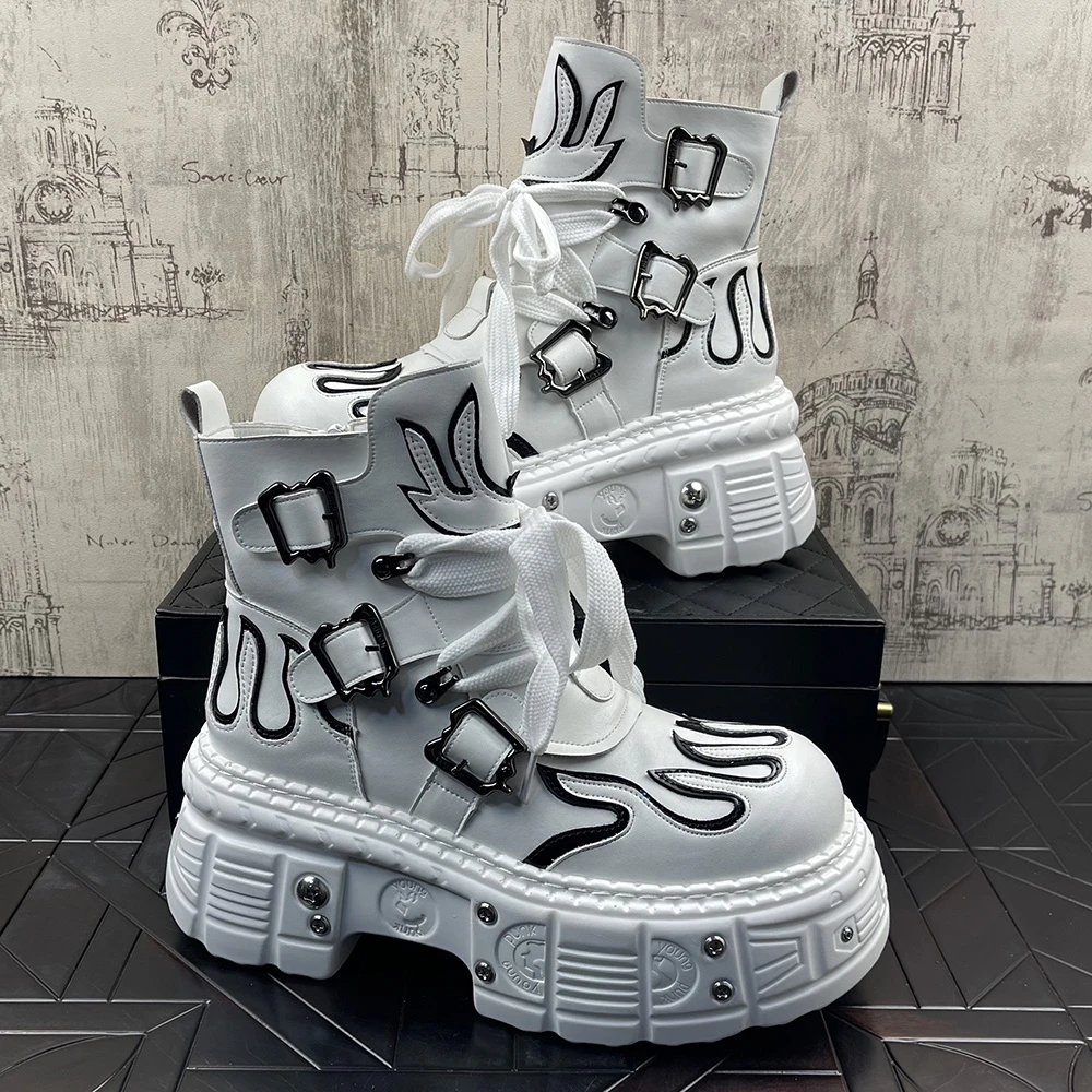 马丁靴男厚底增高2025春季新款短靴男款时尚百搭高帮炸街时装靴子