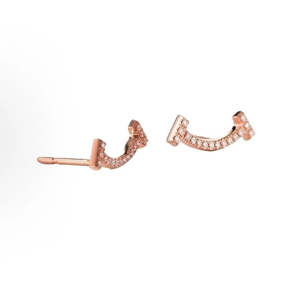 95新 Tiffany & Co./蒂芙尼 笑脸mini耳钉满钻16695893