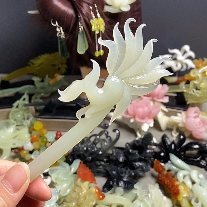 岫玉未镶嵌发簪发簪