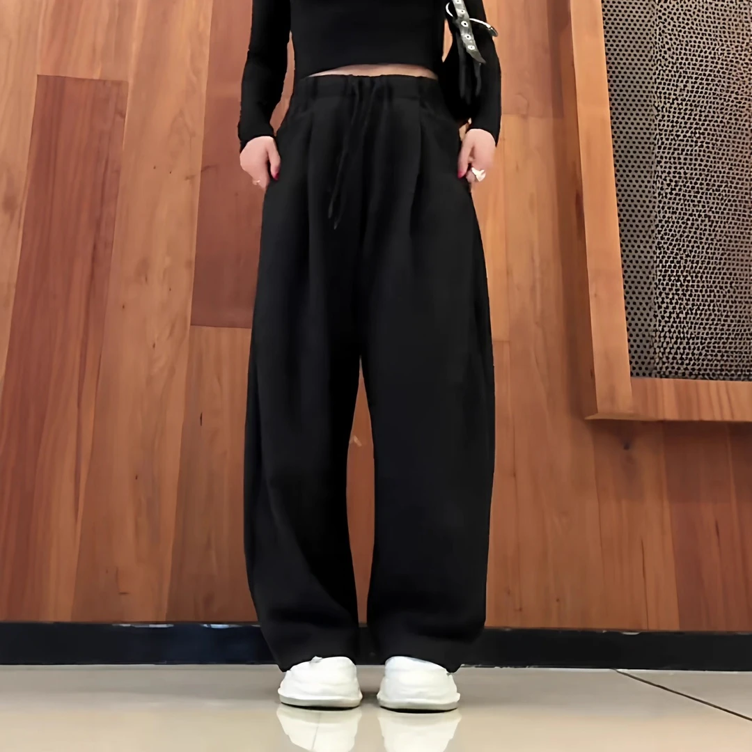 黑色裤子弯刀裤女2025新款秋冬季宽松阔腿裤高腰显瘦百搭休闲长裤