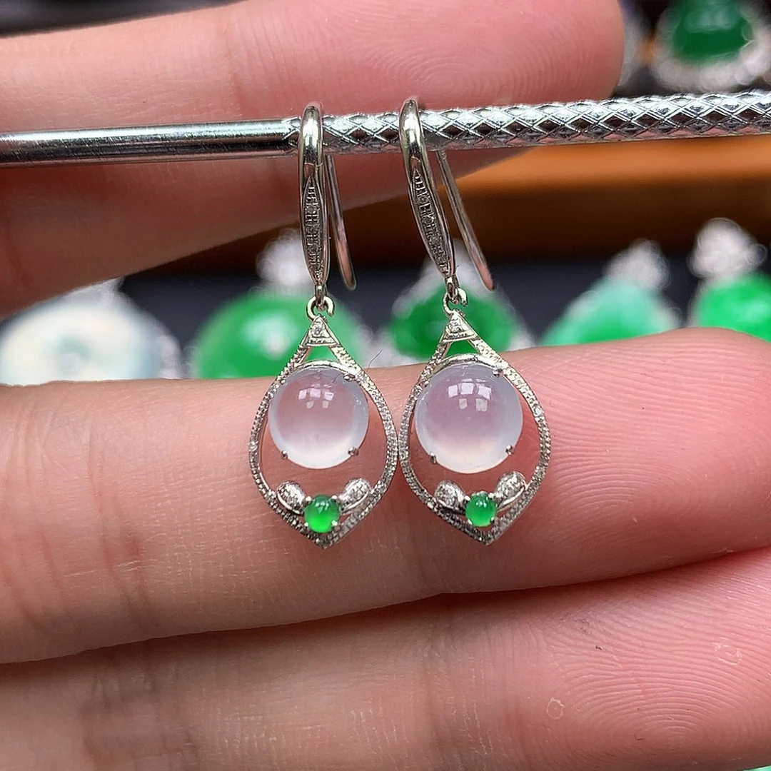 翡翠18K金镶嵌耳饰