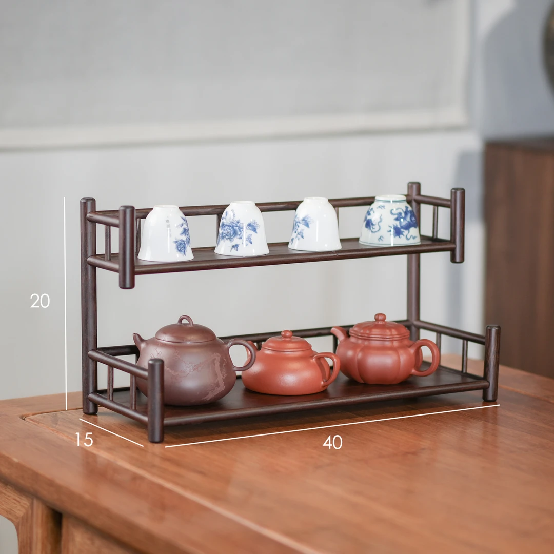 【云梯】竹板楠竹桌面茶架壶架杯架小博古架茶具收纳手工茶道茶杯架