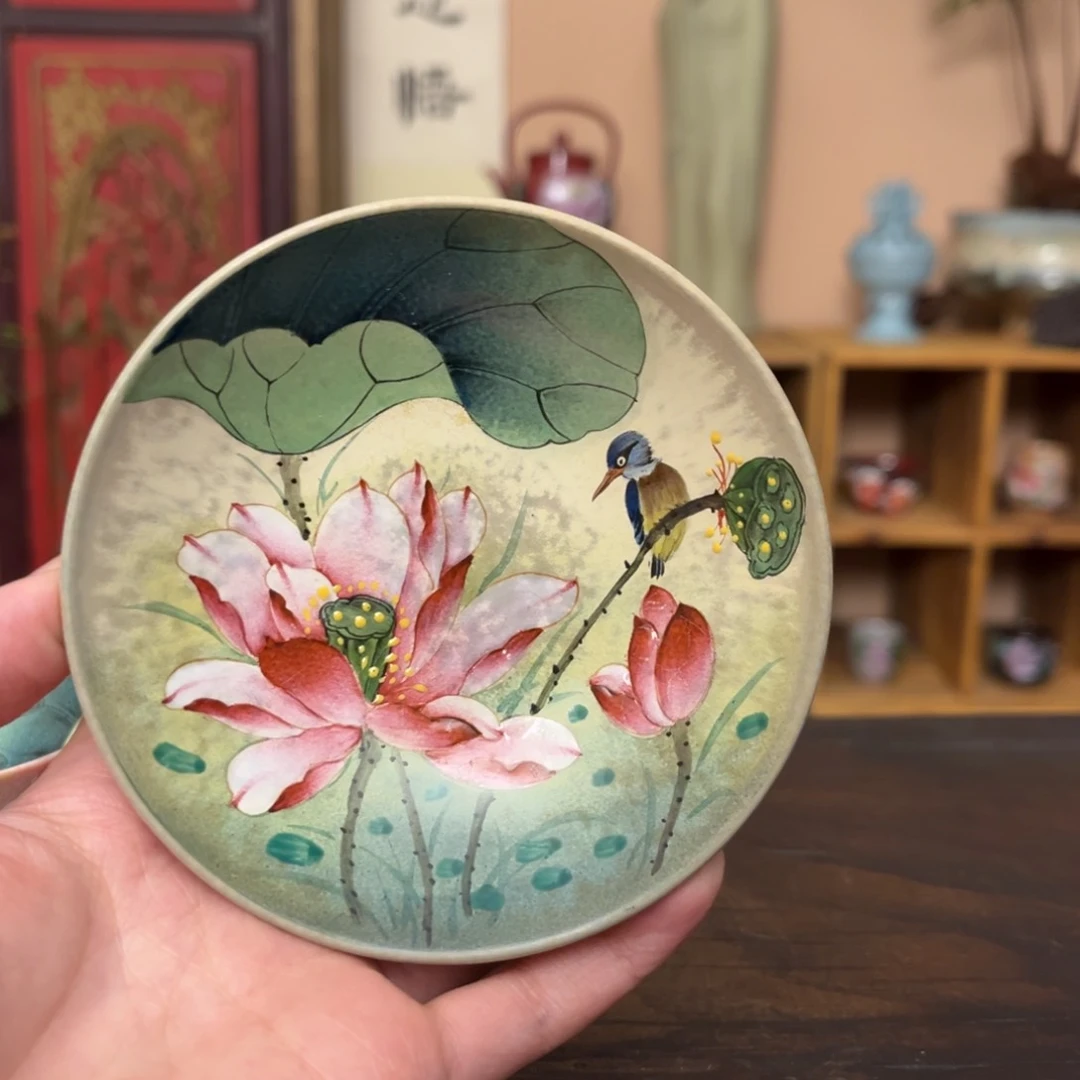青***青柴烧纯手工手绘陶瓷