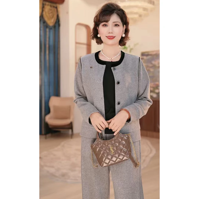 【秋】年轻妈妈秋时尚洋气套装2025新款洋气中老年上衣服两件套