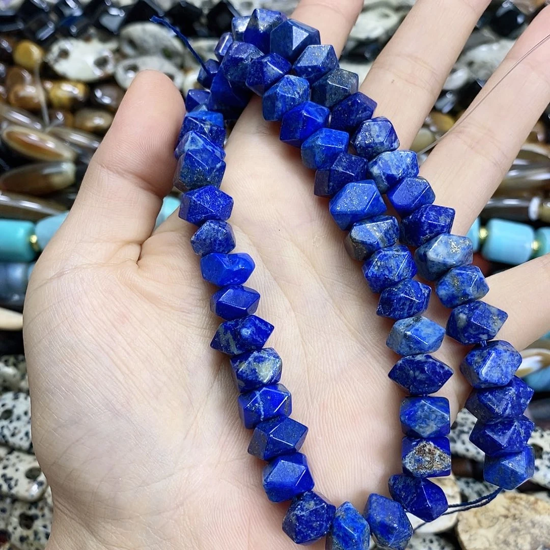 玛瑙/玉髓未镶嵌珠宝半成品青金冲角随机一条装散珠