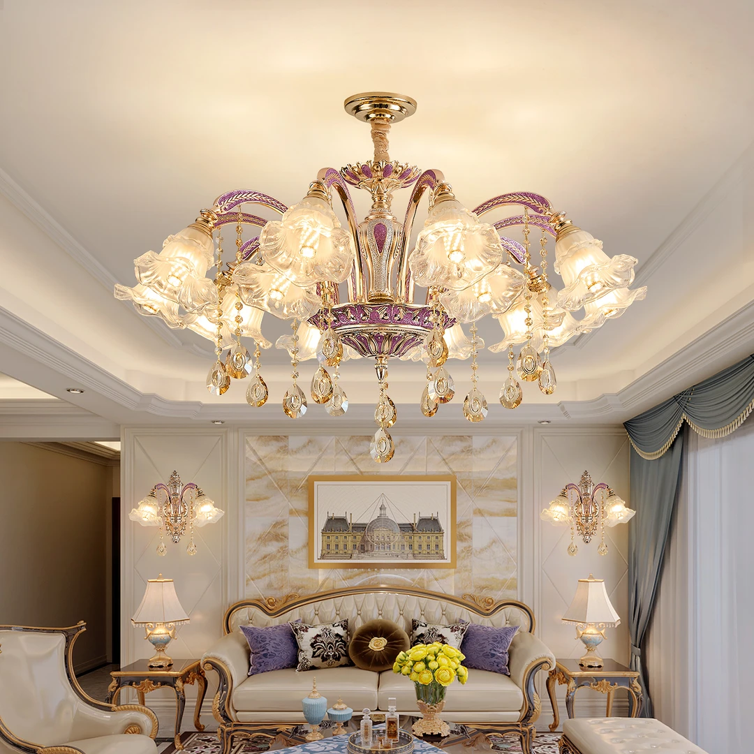 欧式客厅水晶吊灯现代简约轻奢餐厅卧室别墅朝下简欧大厅法式灯具