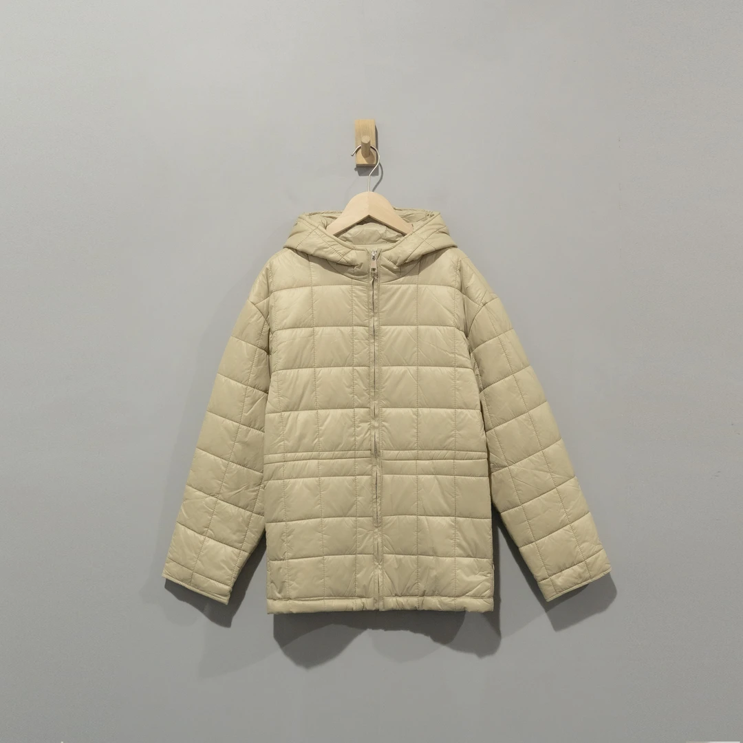 【且听风吟】0510946文艺连帽绗线拉链厚款保暖棉服 衣长65 胸围114