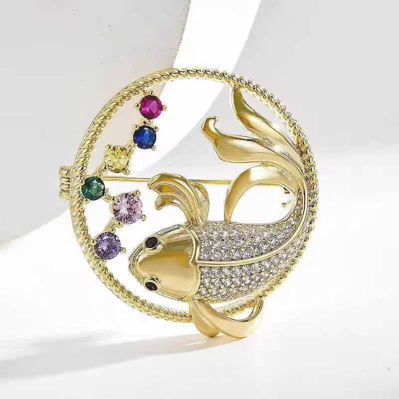 kasiya/卡思雅 铜合金珐琅胸针 精致时尚锦鲤胸针百搭