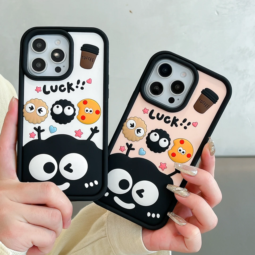 苹果｜软萌LUCK煤球可爱适用iPhone 16卡通创意立体女款硅胶手机壳