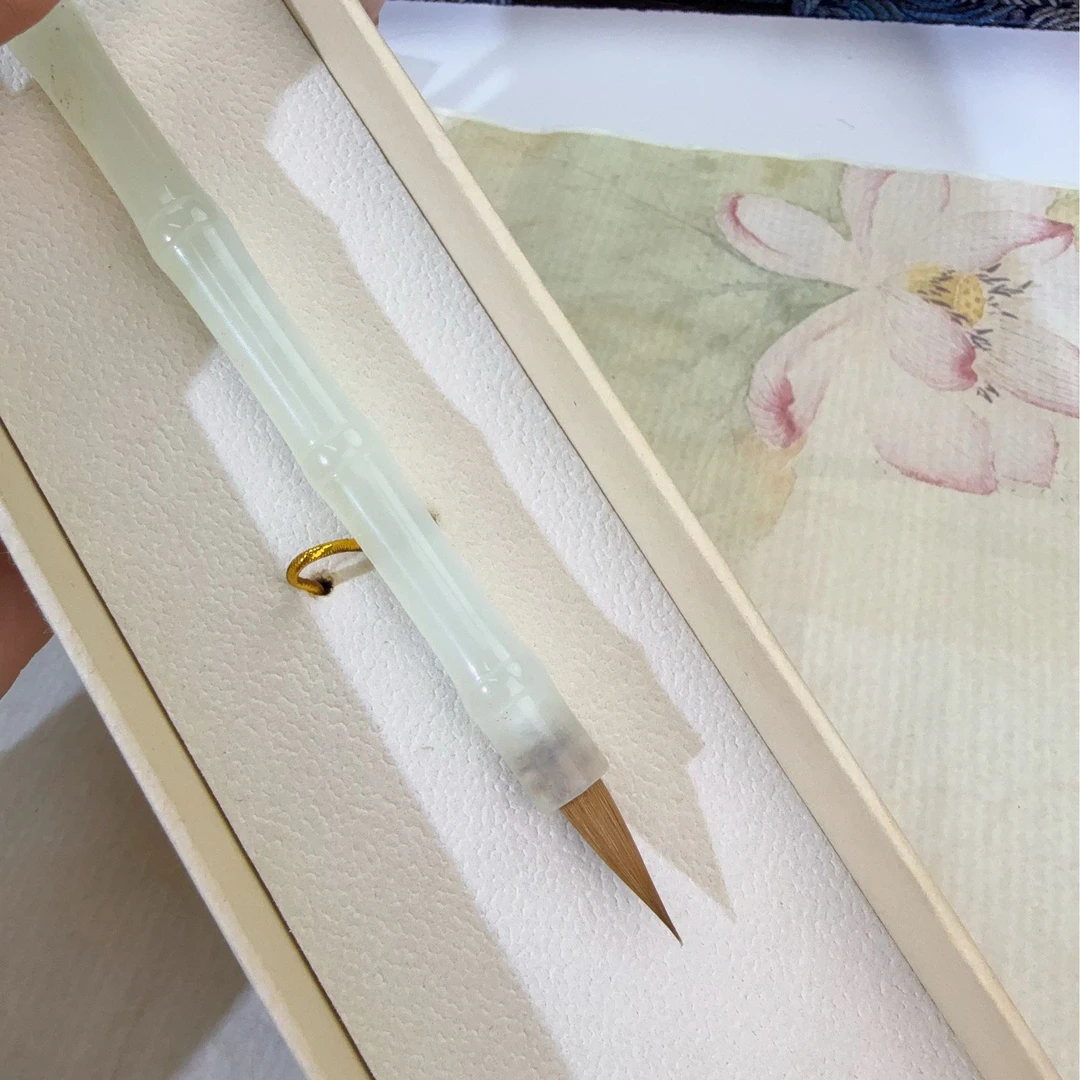 【竹节岫玉】出峰2.0口径0.55竹节岫玉纯奶尾+纯紫毫小楷
