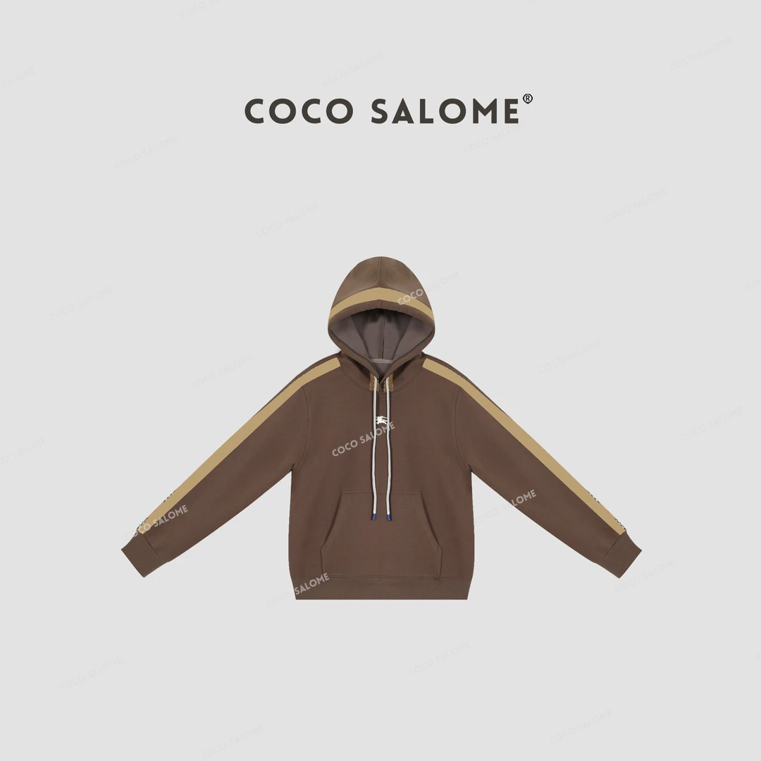 COCO SALOME⒁【摩登格调】秋冬510g重银狐绒连帽格子休闲卫衣503S