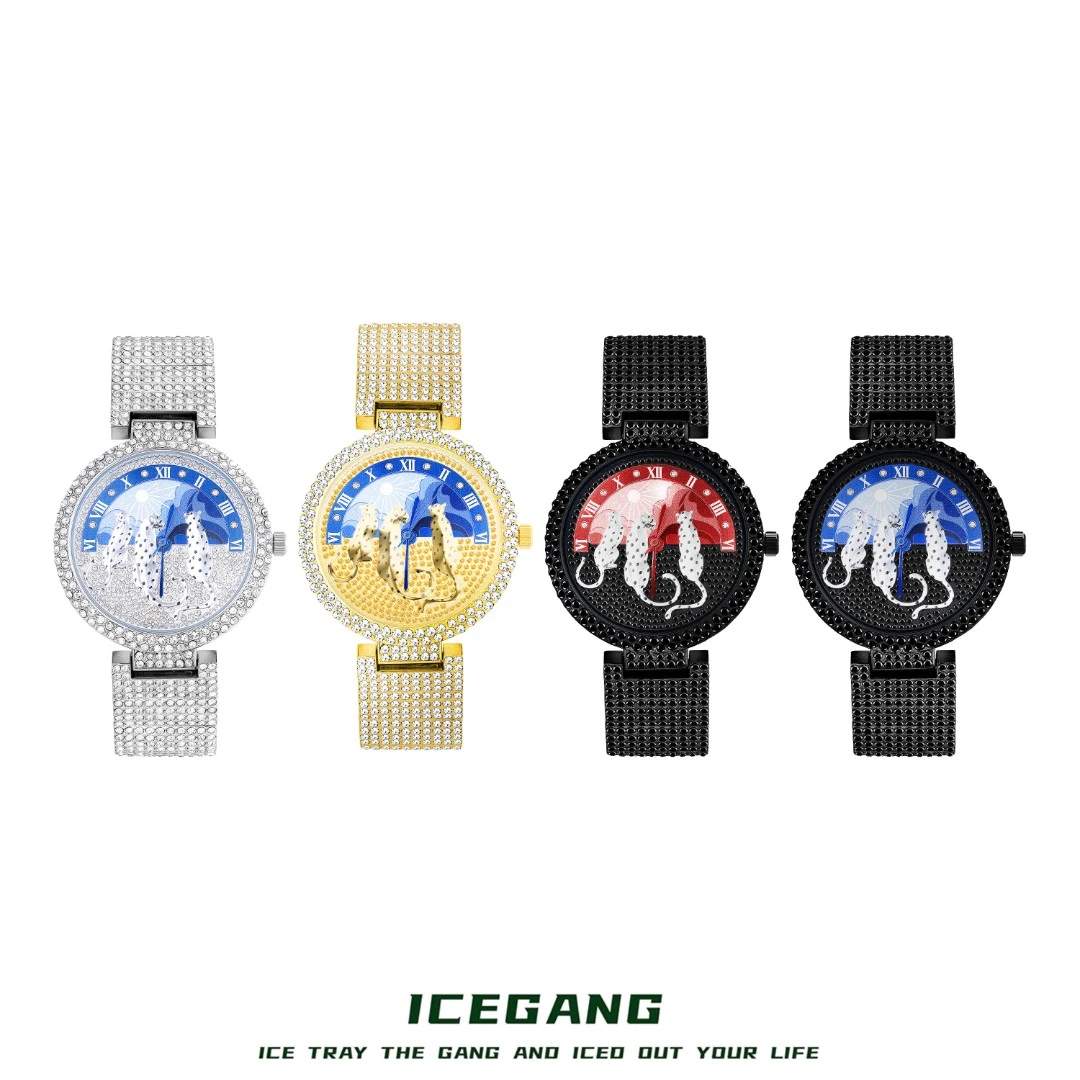 ICEGANG灵豹系列满钻手表欧美风轻奢老钱风ins同款男女首饰镶嵌
