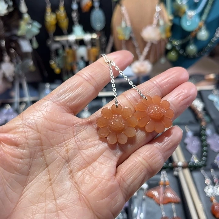 蛇纹石玉银S925镶嵌耳饰