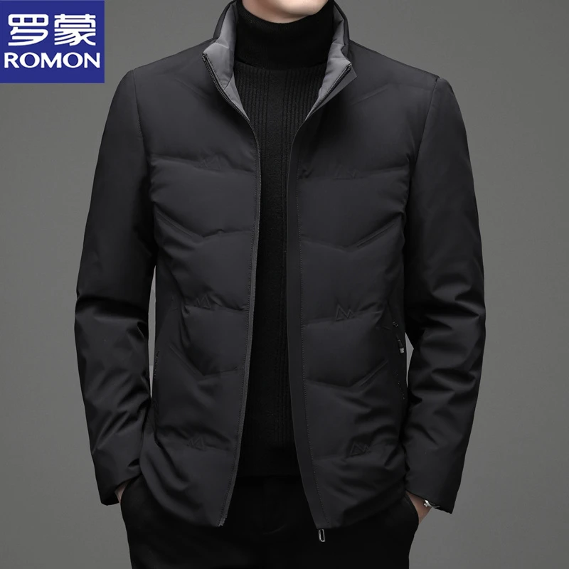 罗蒙秋冬季男士立领羽绒服白鸭绒保暖加厚防风防寒外套时尚冬装男