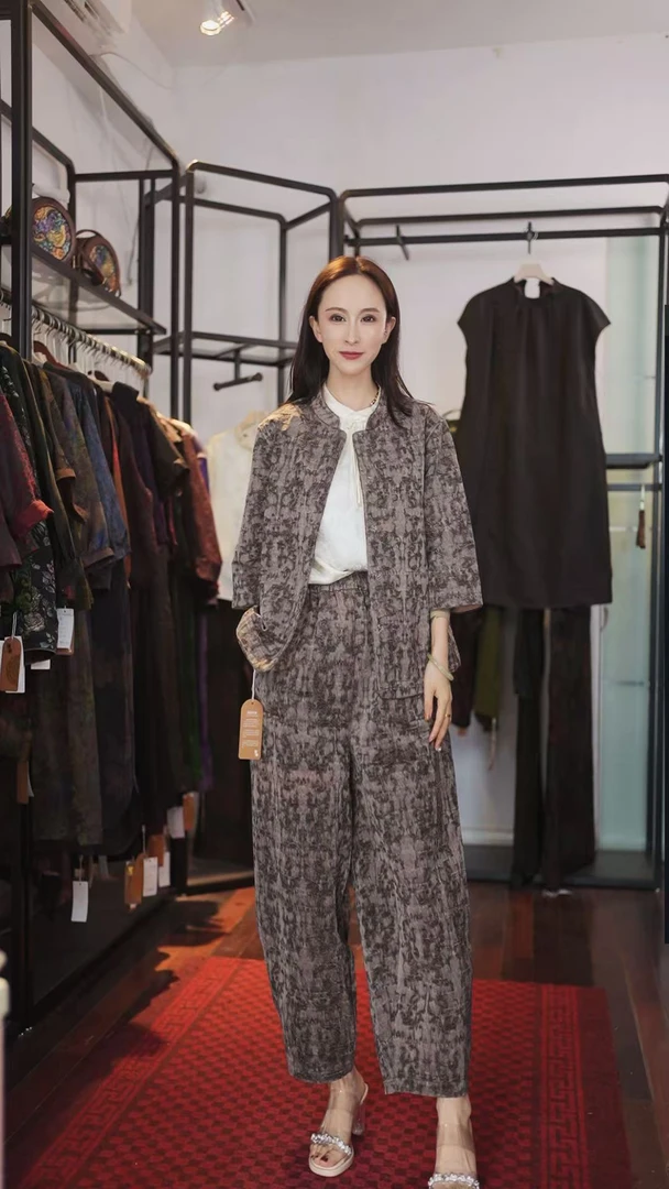 【腾图纹裤】中式100柞蚕丝定制款香云纱复古62-304腾图纹裤