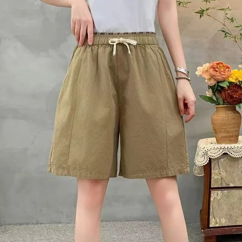 【160斤内专属】全棉清凉舒适又显瘦阔腿宽松五分裤中腰