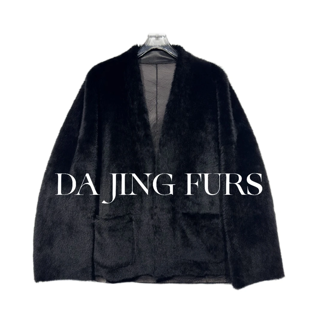 【大晶皮草】美利奴“雪窗映夜”绵羊皮毛一体极简轻奢V领皮草外套782
