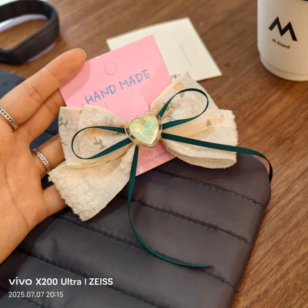 9126爱心小清新蝴蝶结发夹（手工微瑕介意勿拍）