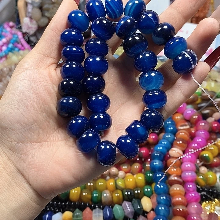 玛瑙/玉髓未镶嵌珠宝半成品算盘珠一条卡15mm