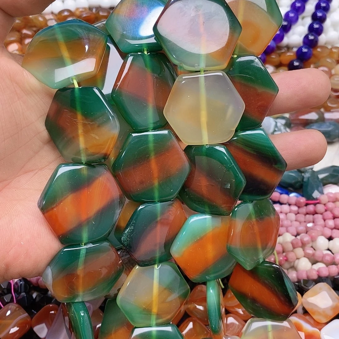 玛瑙/玉髓未镶嵌珠宝半成品玛瑙多切片片一条装