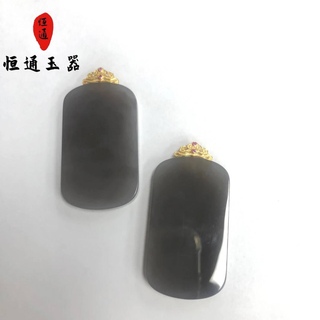 和田玉烟紫平安无事牌时尚经典规格约45*26*5mm多样性发一6-1580