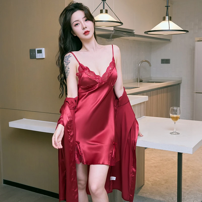 带胸垫夏季2025新款性感睡衣女薄款纯欲风吊带睡裙家居服套装春秋