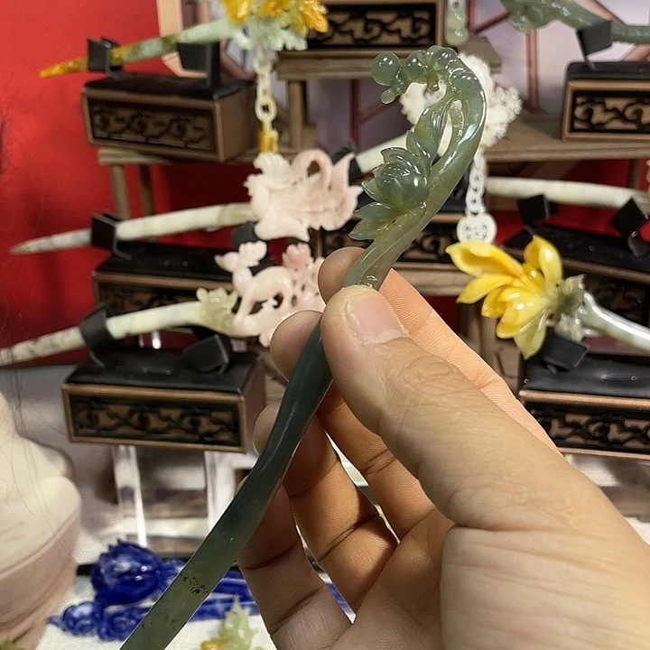 岫玉玉雕发簪未镶嵌