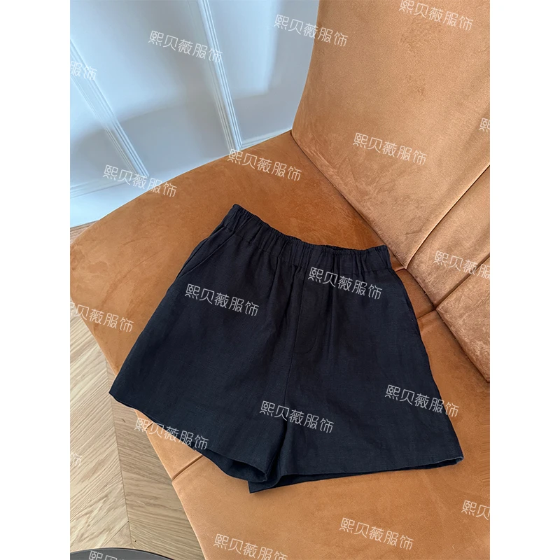 【浮浮款，只出不进】100亚麻高级感宽松高腰阔腿短裤 G7918