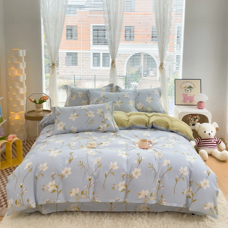 【100%纯棉】纯棉四件套吊边款床单四季通用公主风女孩少女心小被子